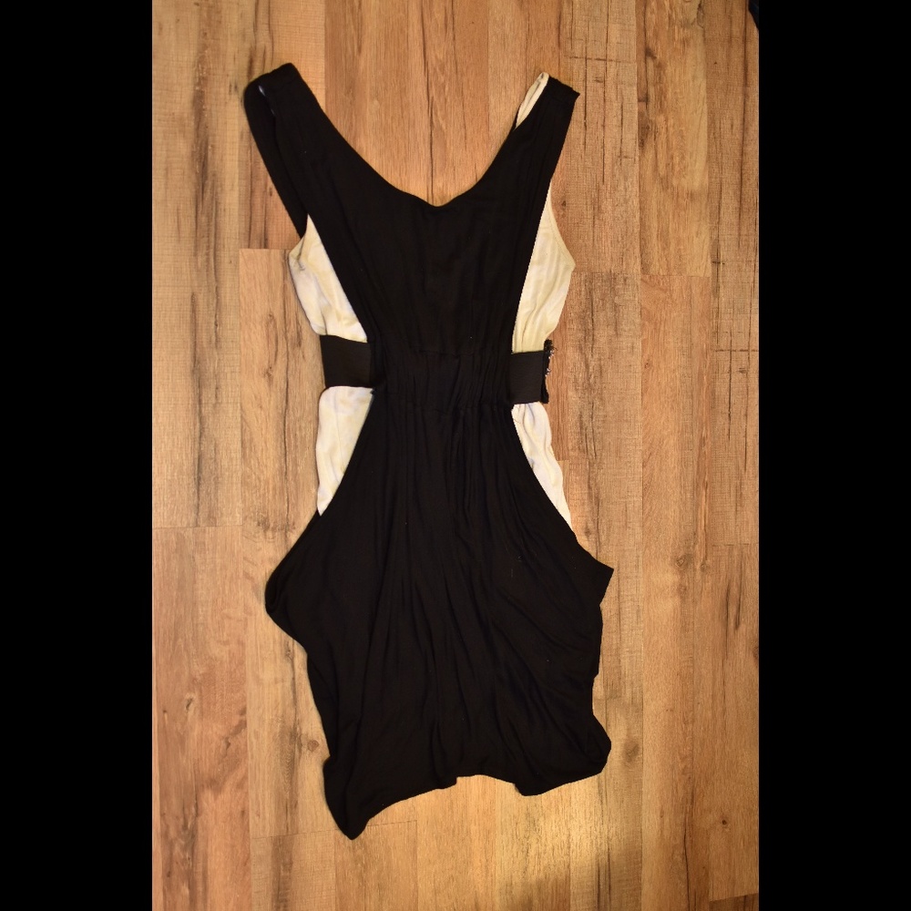 Joshua | Black & White Draped Bodycon Dress